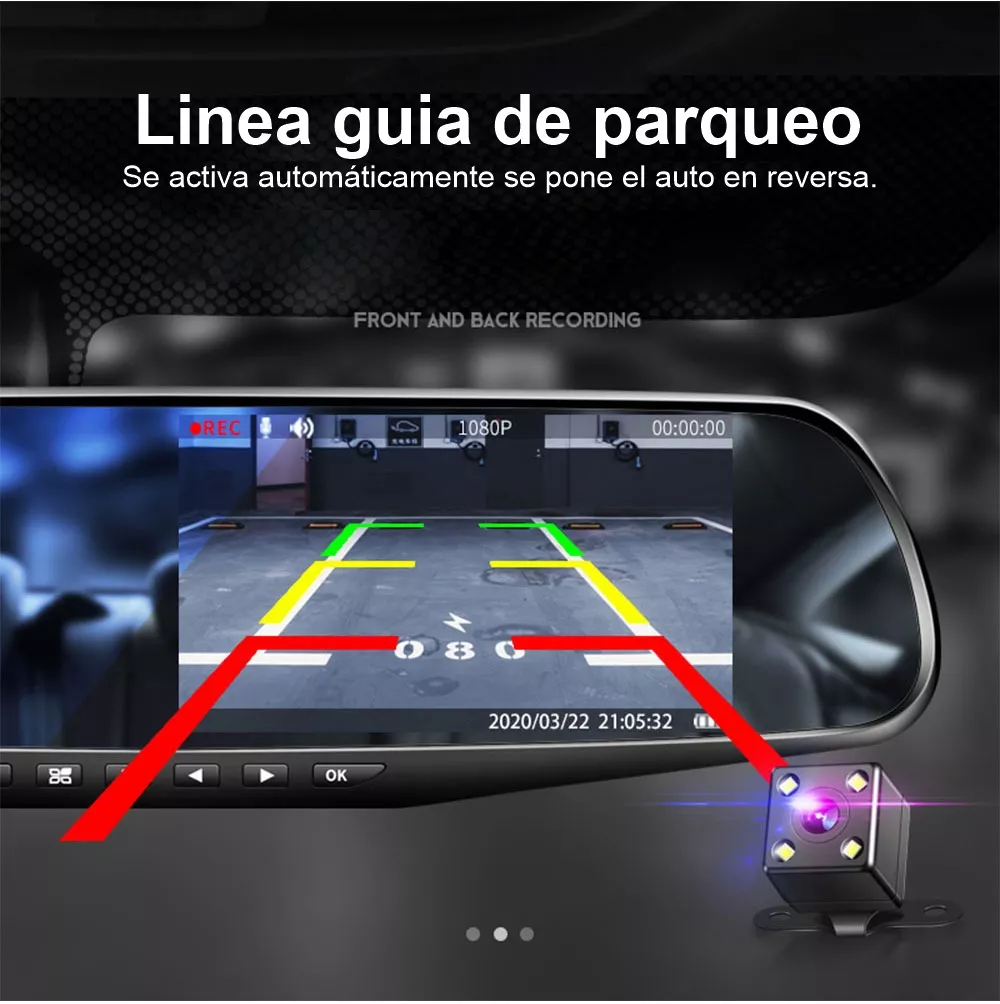 Miniatura 2 de Espejo Retrovisor Con Doble Cámara DVR