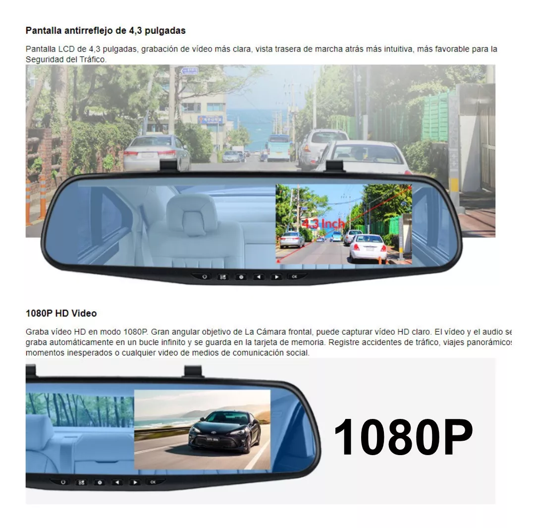 Miniatura 4 de Espejo Retrovisor Con Doble Cámara DVR