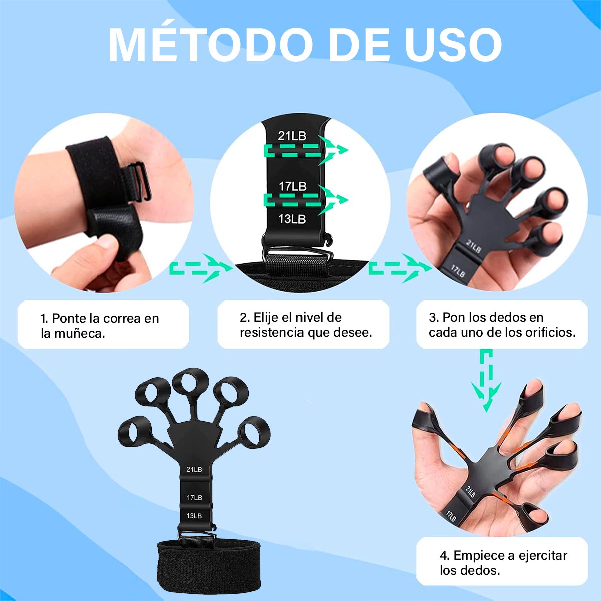Miniatura 6 de Ejercitador 5 Dedos Entrenador 4698