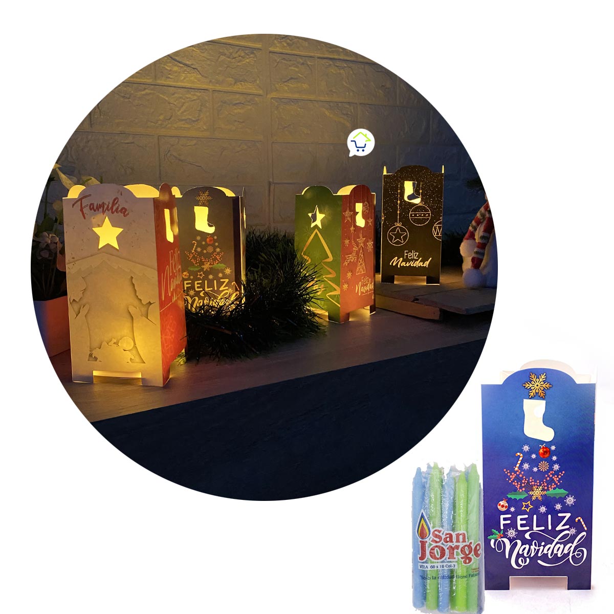 Miniatura 6 de Faroles Navidad X10 Velas Farol NVX10