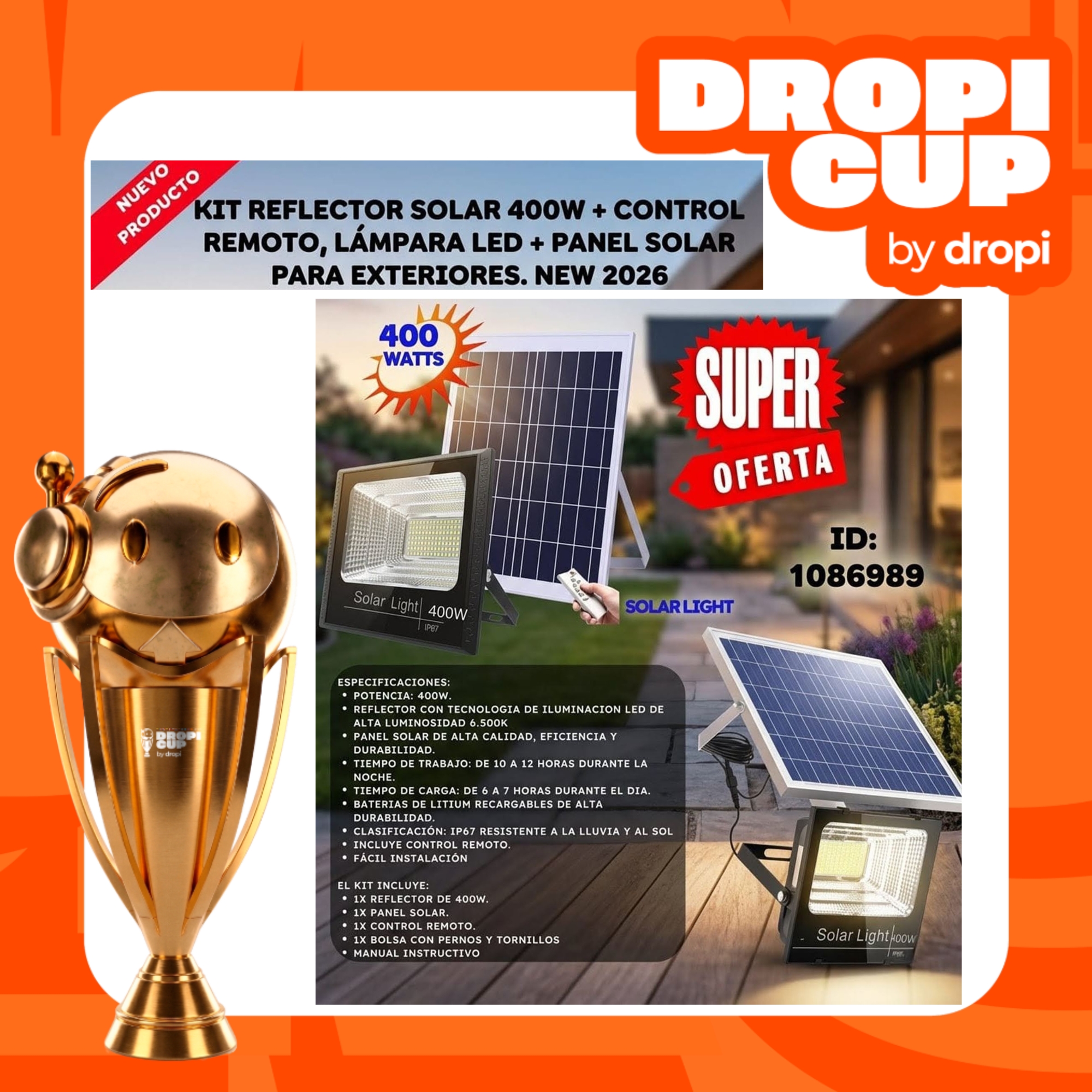 Kit Reflector Solar 400W DROPI CUP
