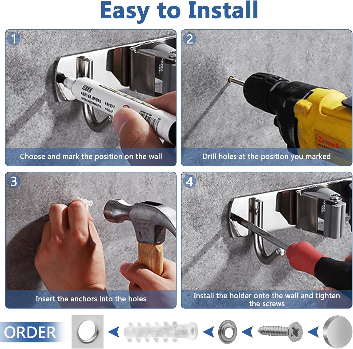 Miniatura 5 de Organizador para Escoba y Traperos Metal