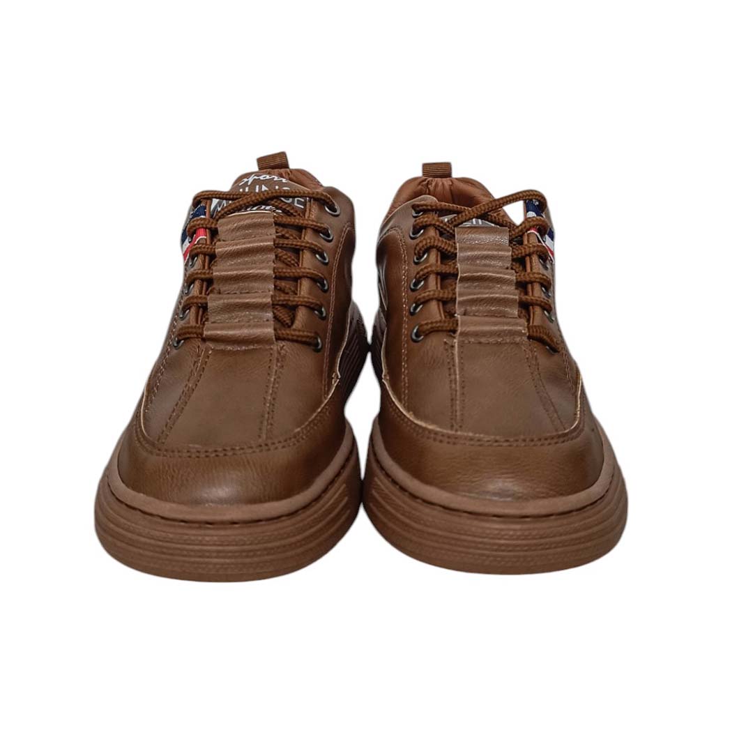 Vista 4 de FADED® Tenis Casual de Cuero Genuino - Color: Marrón, Talla: 37