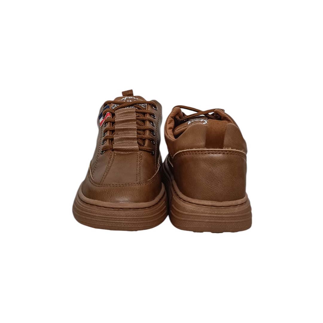 Vista 3 de FADED® Tenis Casual de Cuero Genuino - Color: Marrón, Talla: 37