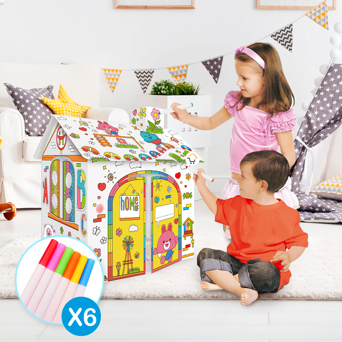 Miniatura 4 de Casa Armable Para Colorear Carton TENT1B