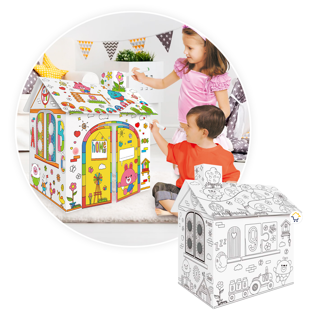 Casa Armable Para Colorear Carton TENT1B