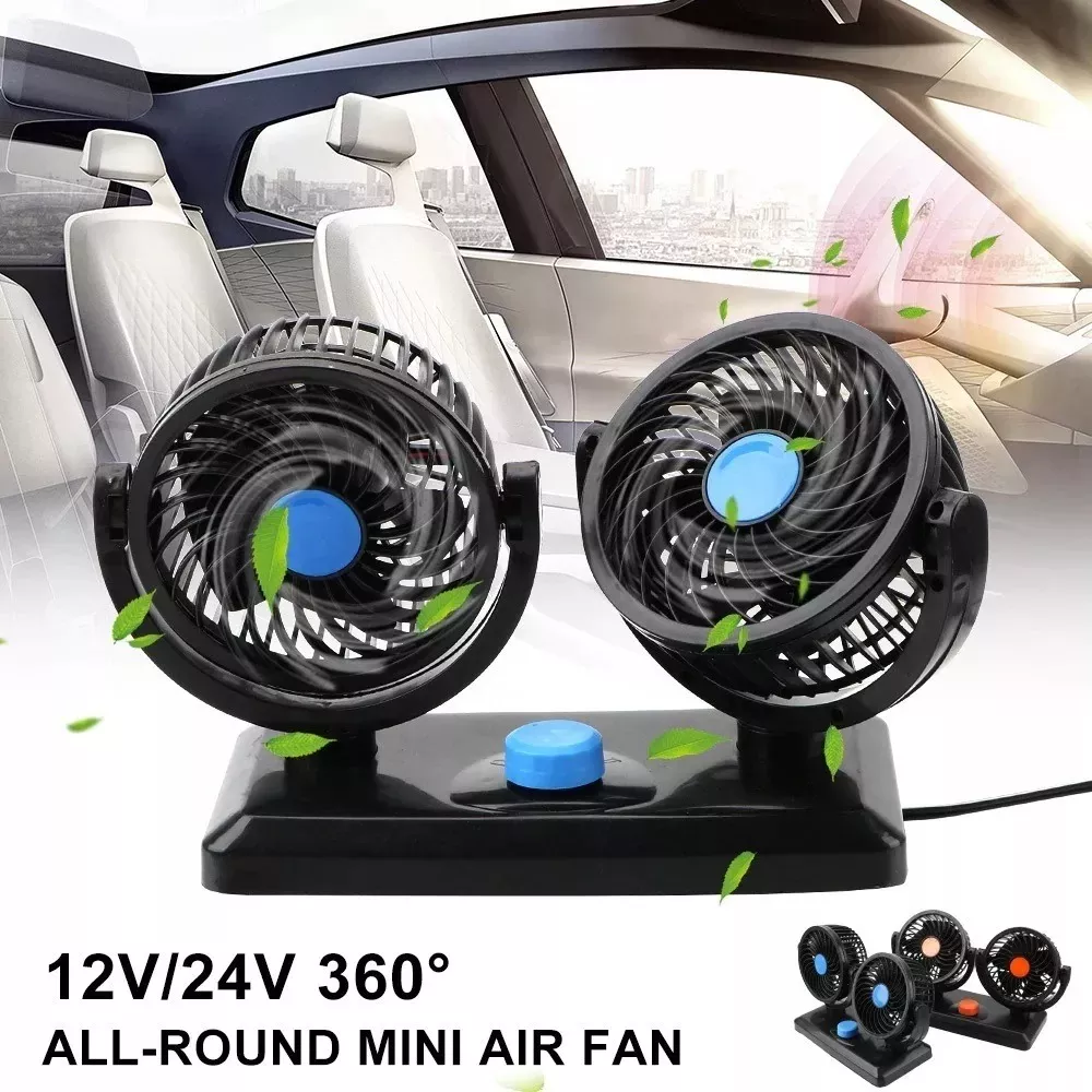 Ventilador Duo Coche Auto Interior 360°