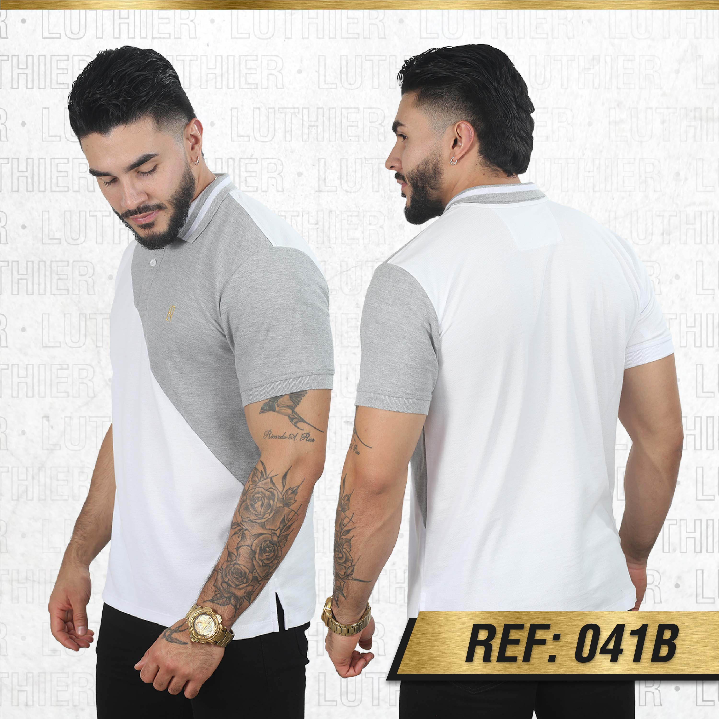 041B POLO COMBINADA BLANCO JASPE