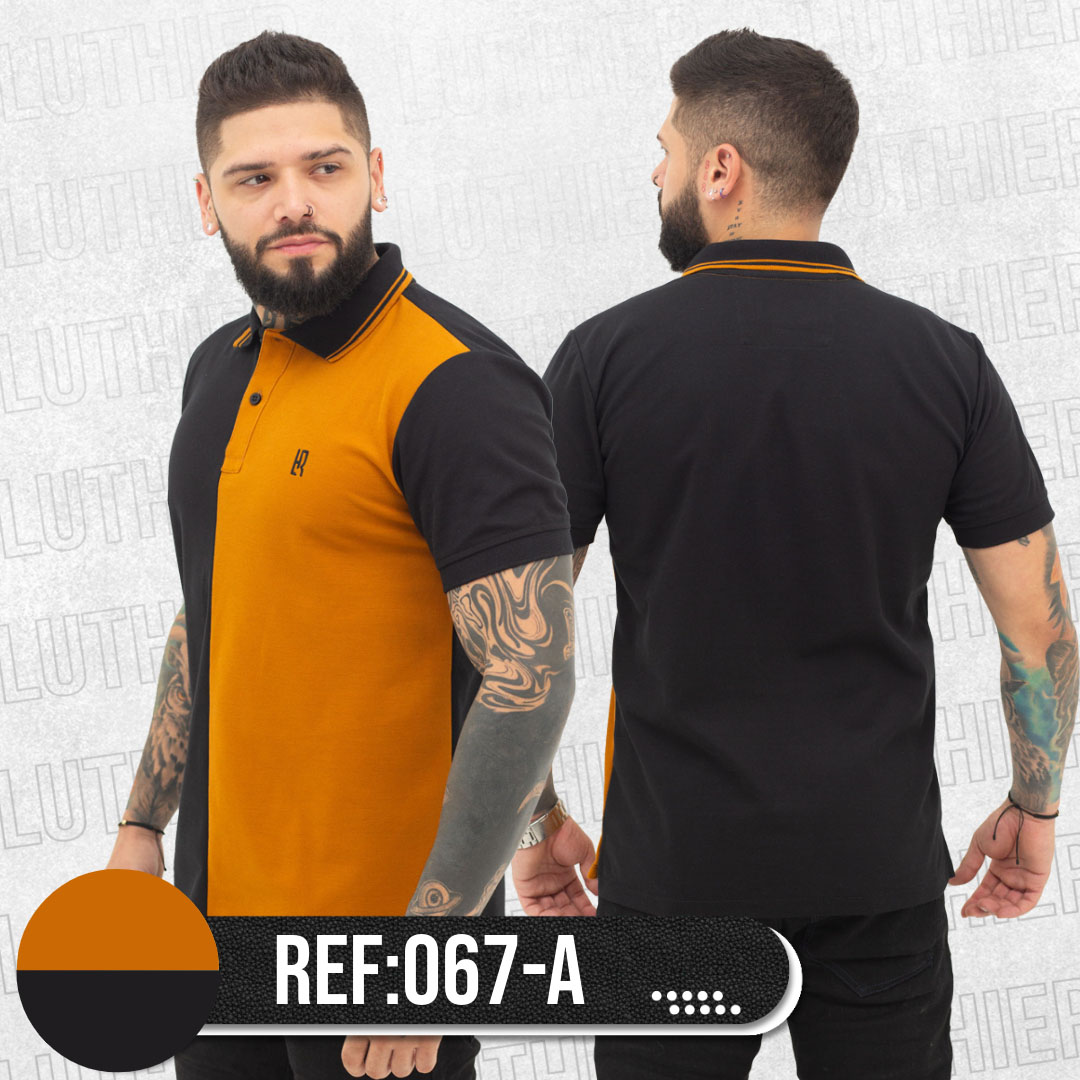 067A POLO COMBINADA NEGRO OCRE