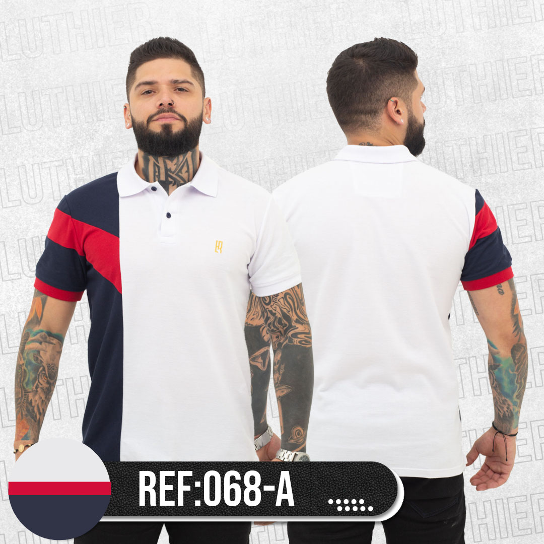 068A POLO COMBINADA BLANCO AZUL OSC