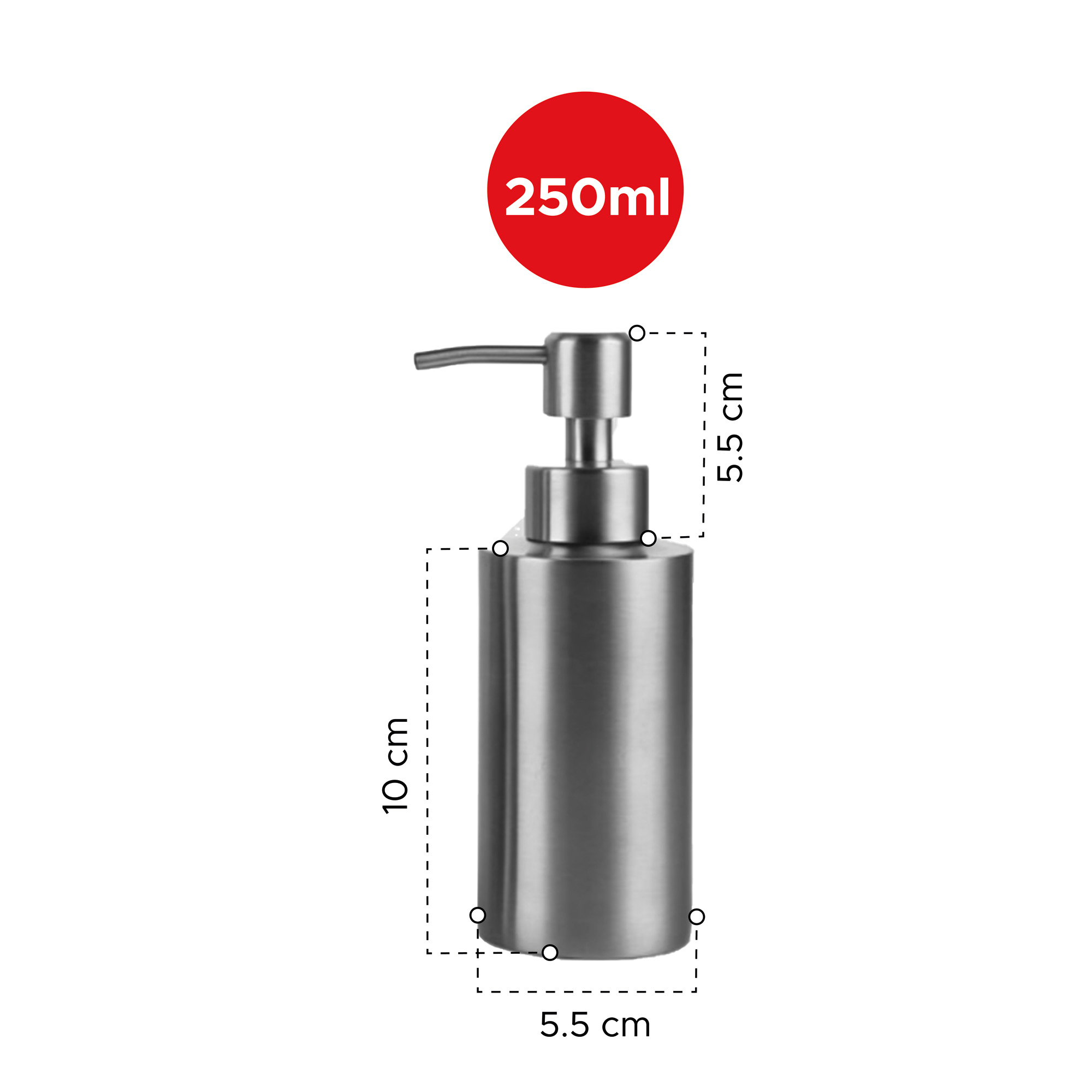Dispensador jabón acero 250 ml mesa