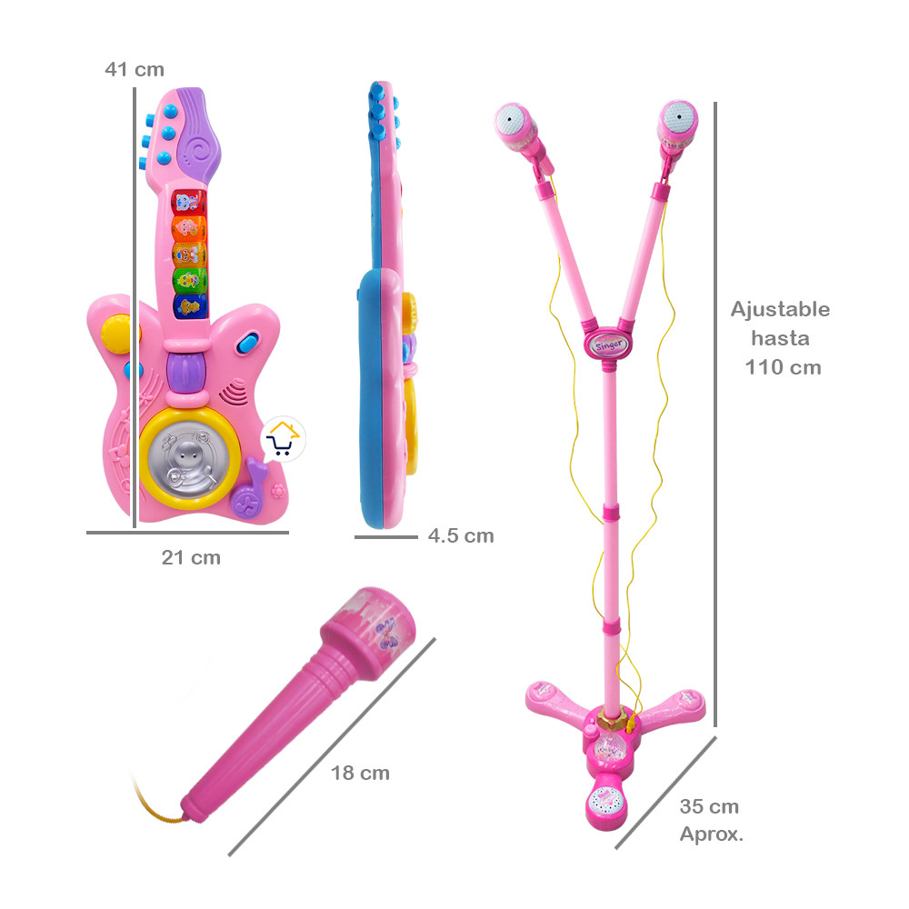 Miniatura 3 de Microfono Doble Karaoke Guitarra 2898