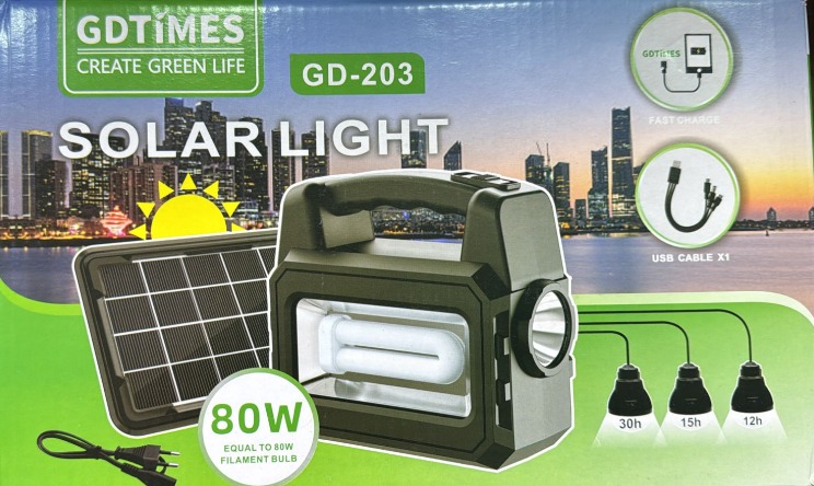 GDTimes PanelSolar+3 Bombillas Sin Radio