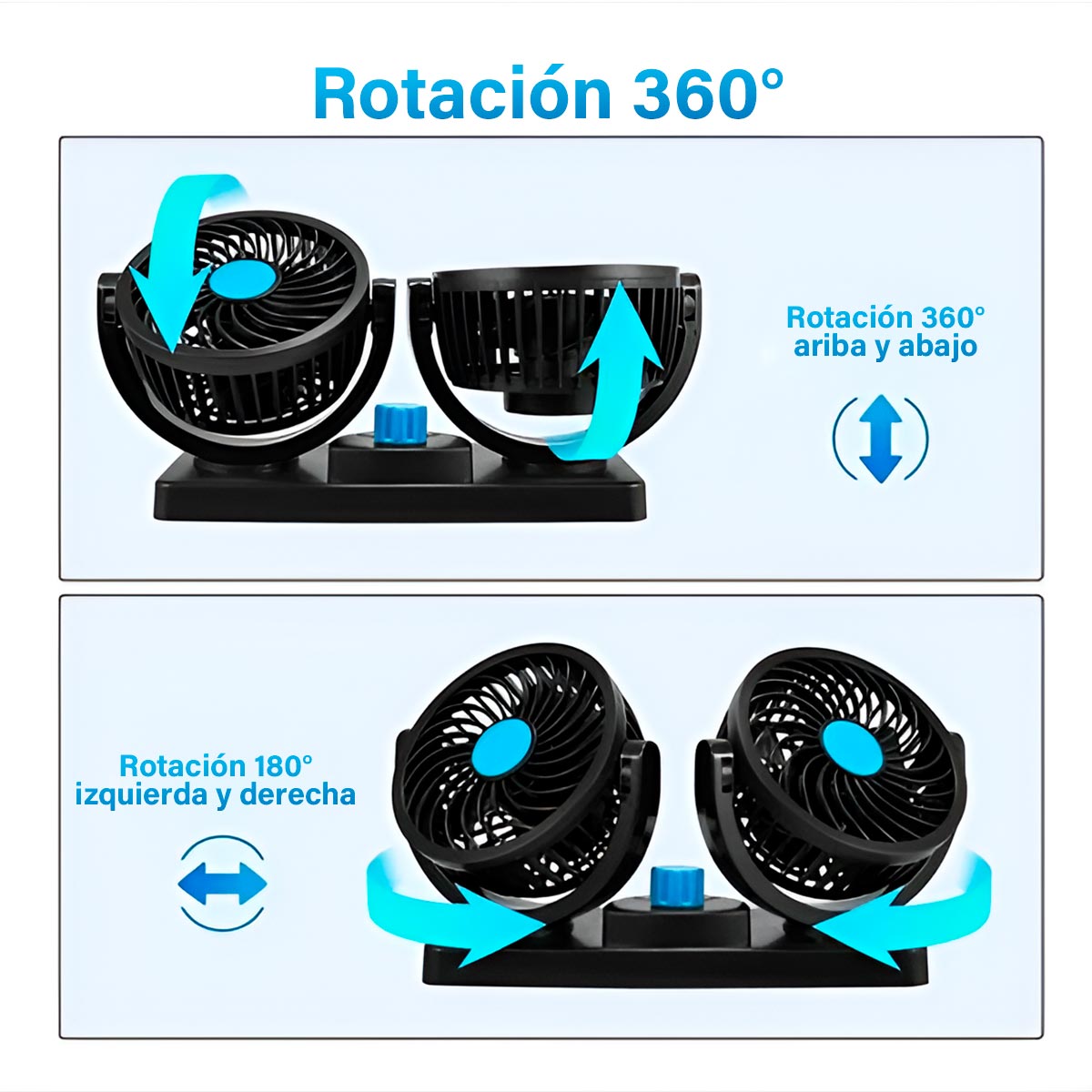 Miniatura 6 de Ventilador Doble 360° Vehiculo MARS-918
