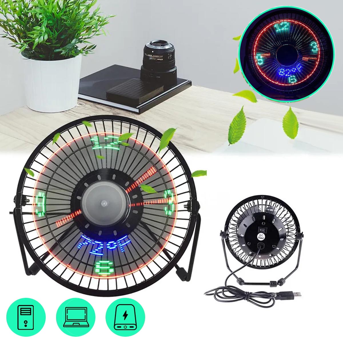 Miniatura 4 de Ventilador + Reloj LED USB