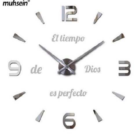 RELOJ MINI +  FRASE EN VINILO  PLATEADO