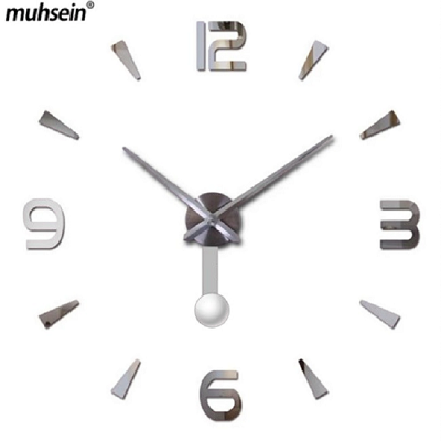 RELOJ 3D GRANDE CON PENDULO COLOR PLATA