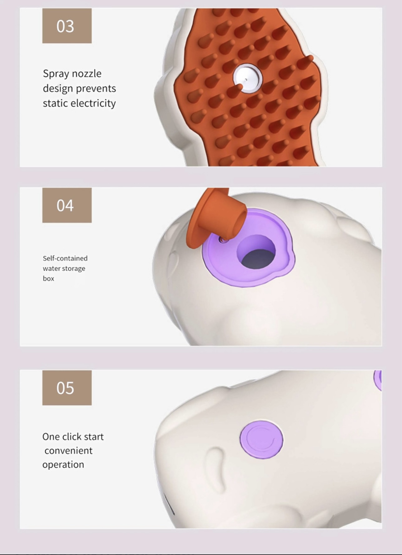 Miniatura 2 de CEPILLO DE VAPOR 3 EN 1 PARA MASCOTAS