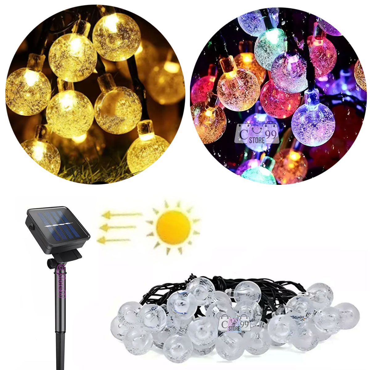 Instalación Solar Luces Hada Bola burbuj