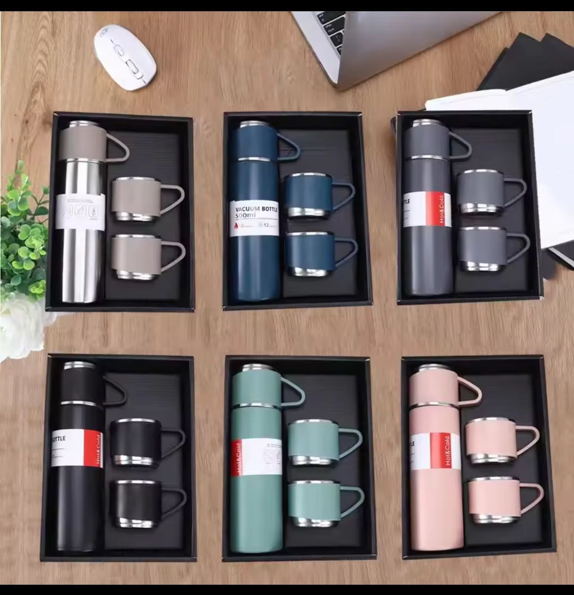 Set Termo Con Tazas Frio/Caliente Acero