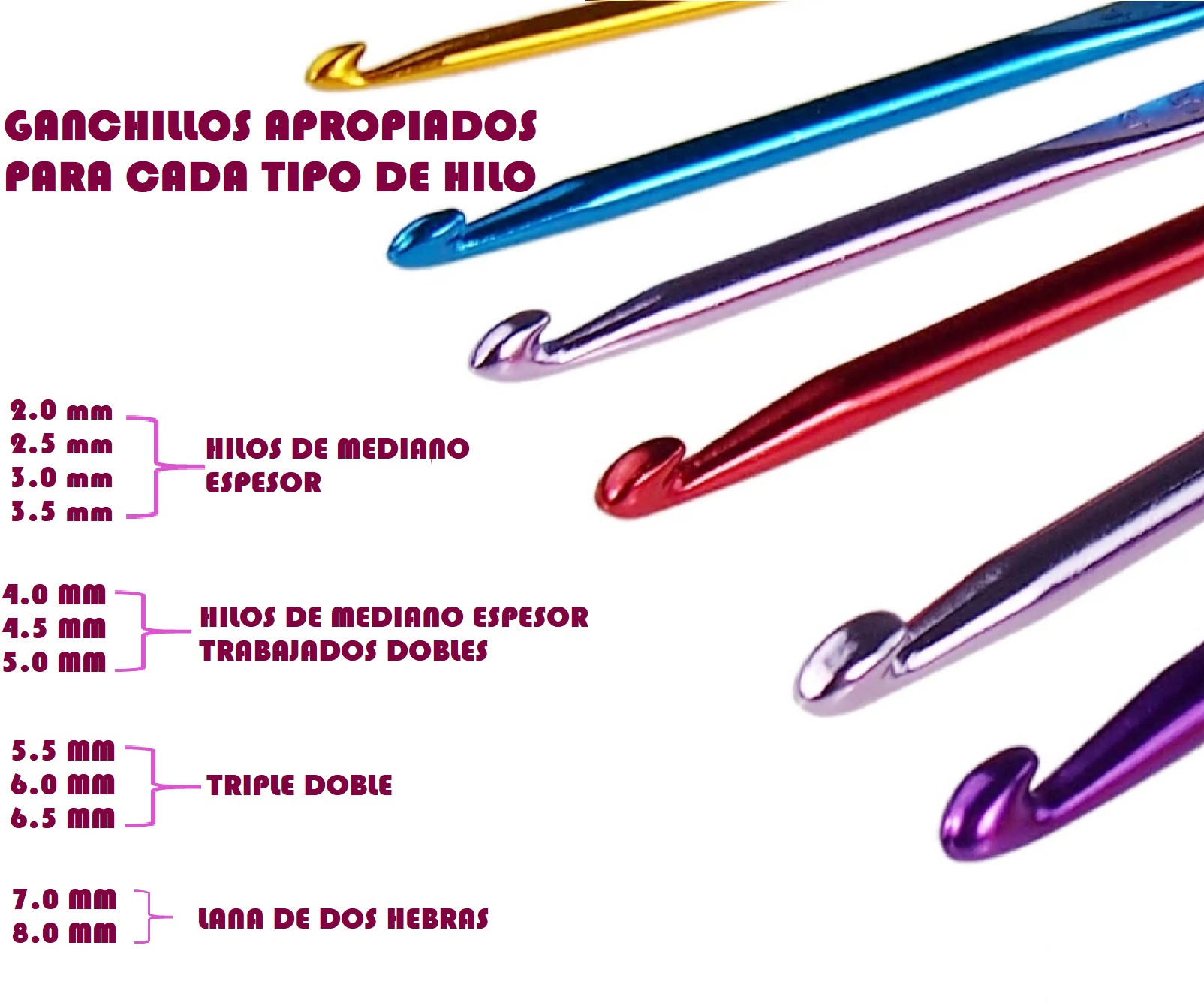 Miniatura 3 de AGUJAS CROCHET X 12 METALICAS