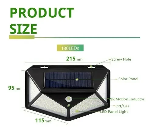 Miniatura 3 de Lampara Solar 180 Led Impermeable