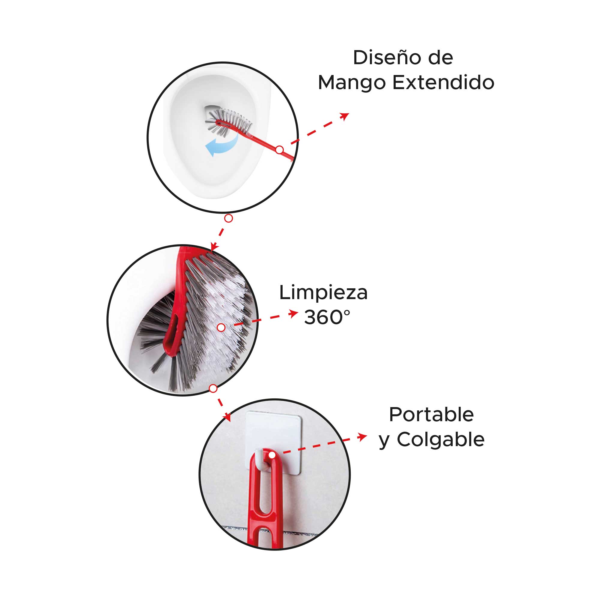 Miniatura 7 de Cepillo doble 360 para limpieza inodoros