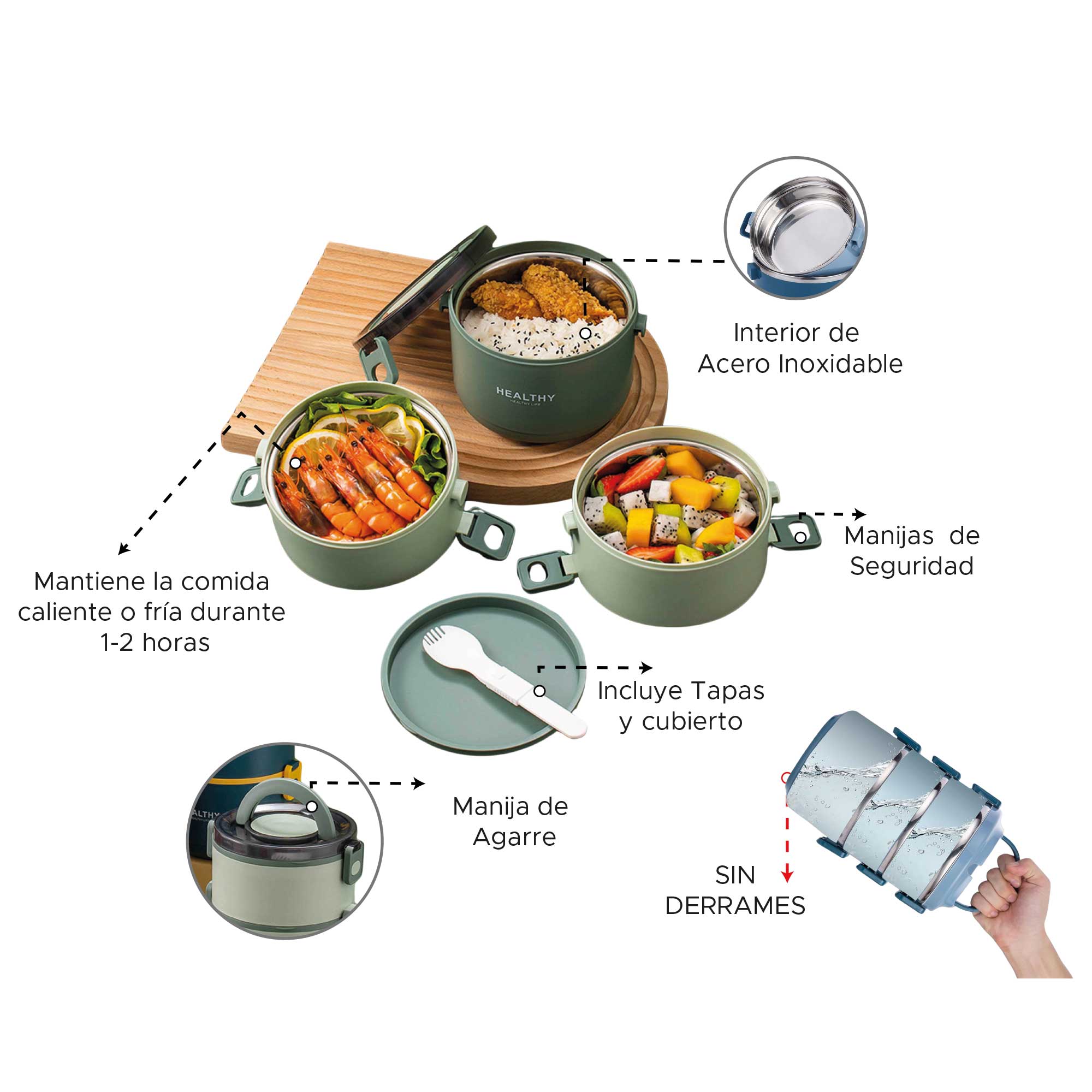 Miniatura 5 de Coca lonchera porta comidas apilable x 3