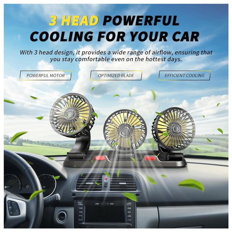 Miniatura 5 de Ventilador Portátil triple para carro