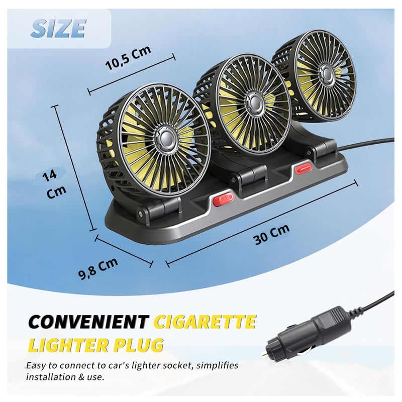 Miniatura 3 de Ventilador Portátil triple para carro