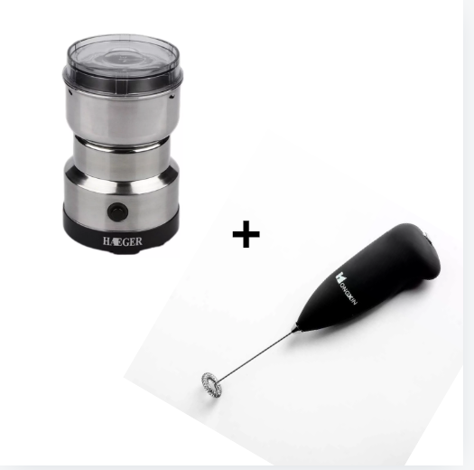 batidor de mano + molino de café