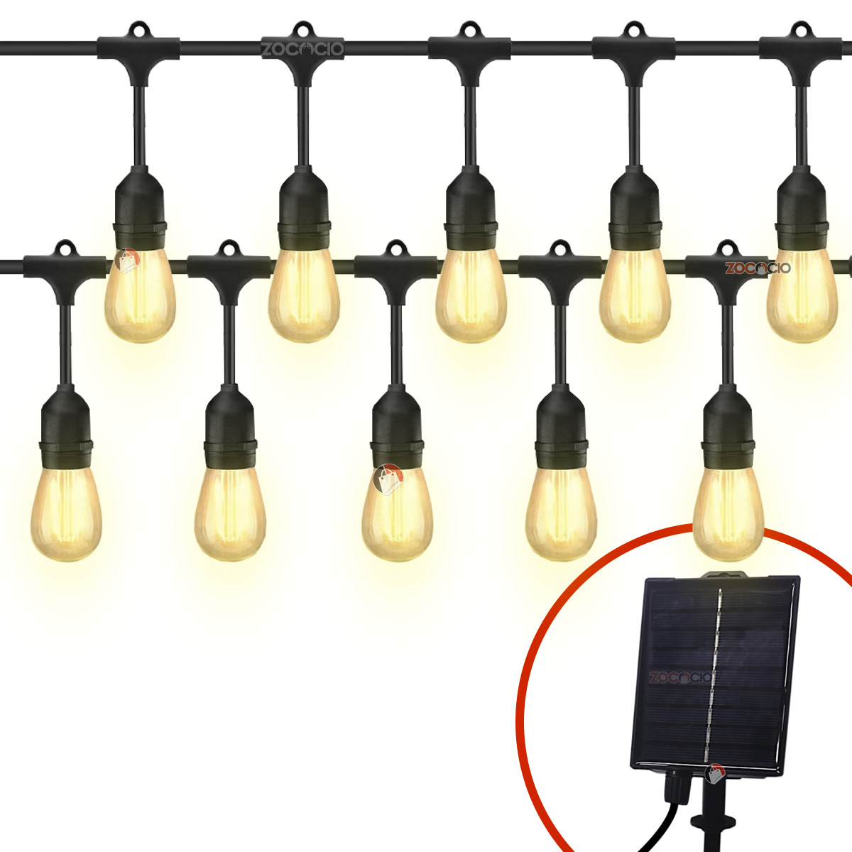 Cadena De 10 Bombillos Clásicos Solar