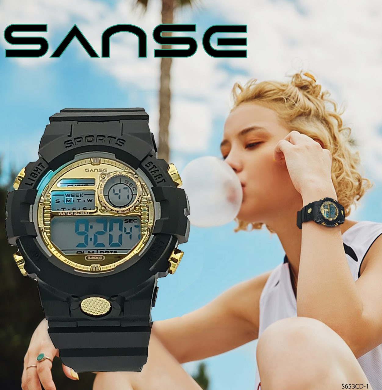 S-653CD-1 NEG/DOR CARTON RELOJ SANSE DIG