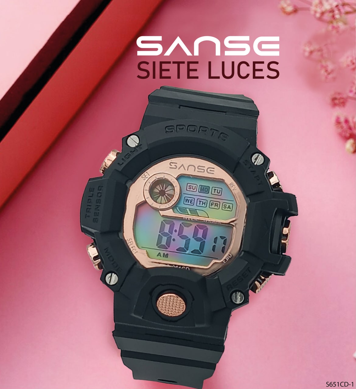 Miniatura 2 de S-651CD-1 RELOJ SANSE ROSA/NEGR ESTUCHE