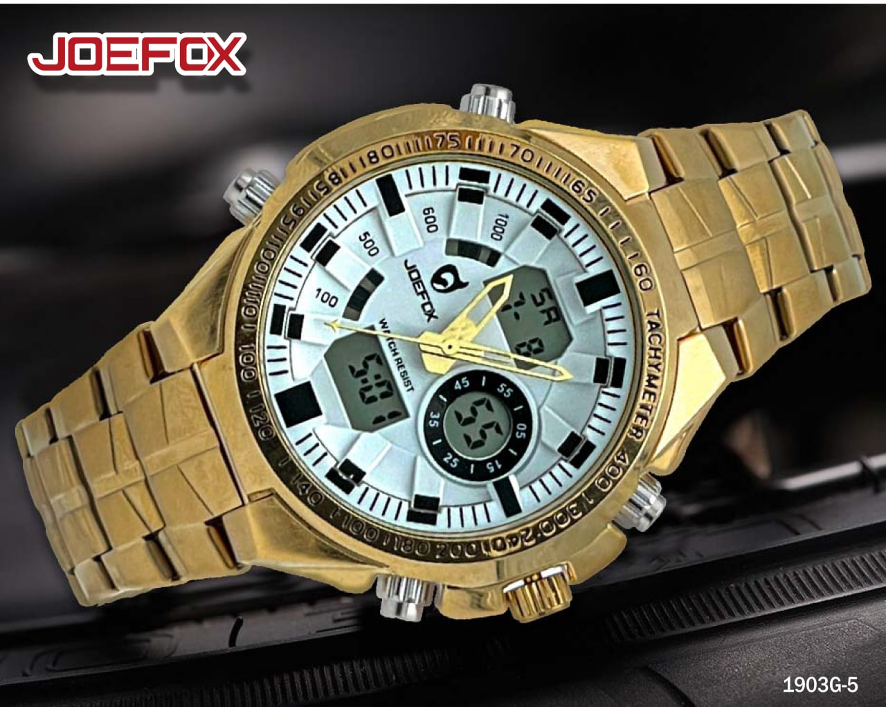 Miniatura 3 de 1903G-5 RELOJ JOEFOX DOBLE HORA DORADO