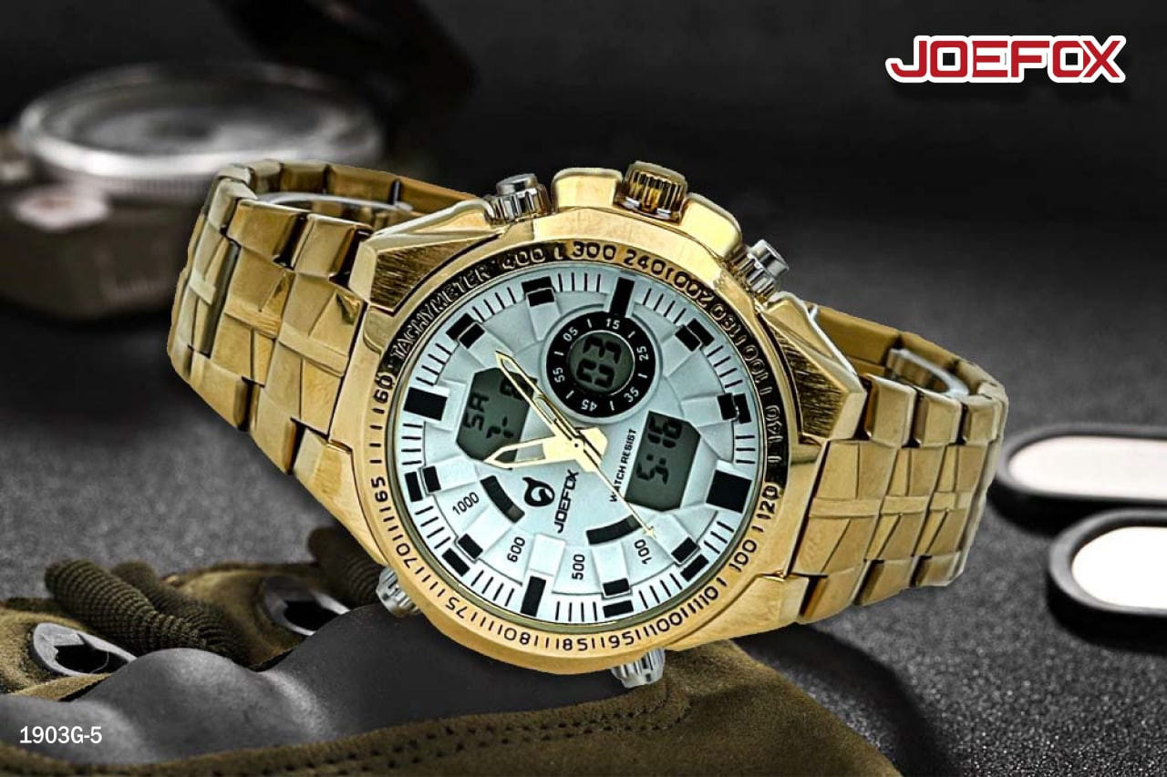 Miniatura 2 de 1903G-5 RELOJ JOEFOX DOBLE HORA DORADO