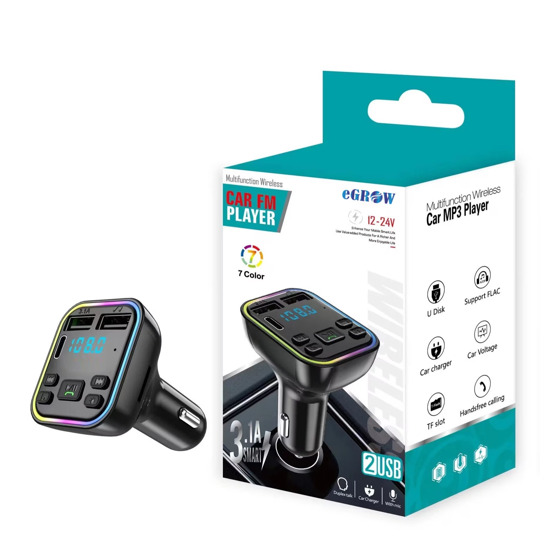 Miniatura 6 de Transmisor Bluetooth para carro USB G38