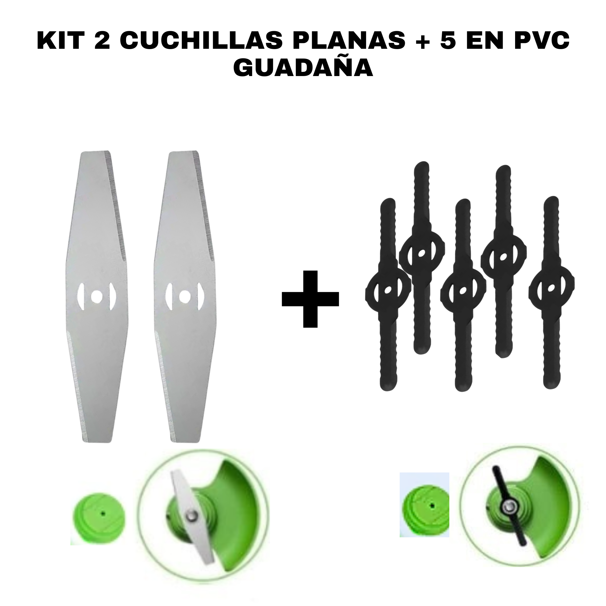 Kit 2 Cuchillas Planas +5 En PVC Guadaña