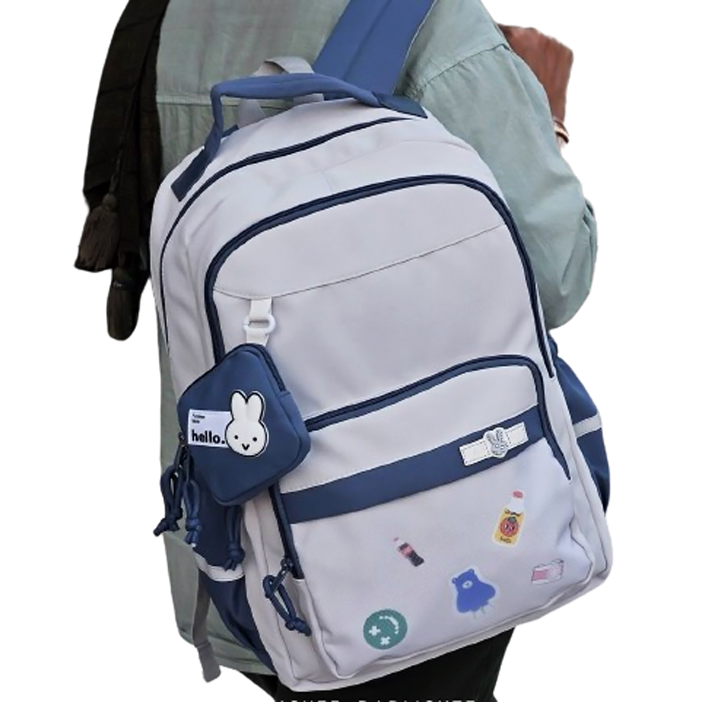 Morral Estudiante Grande Monedero Azul