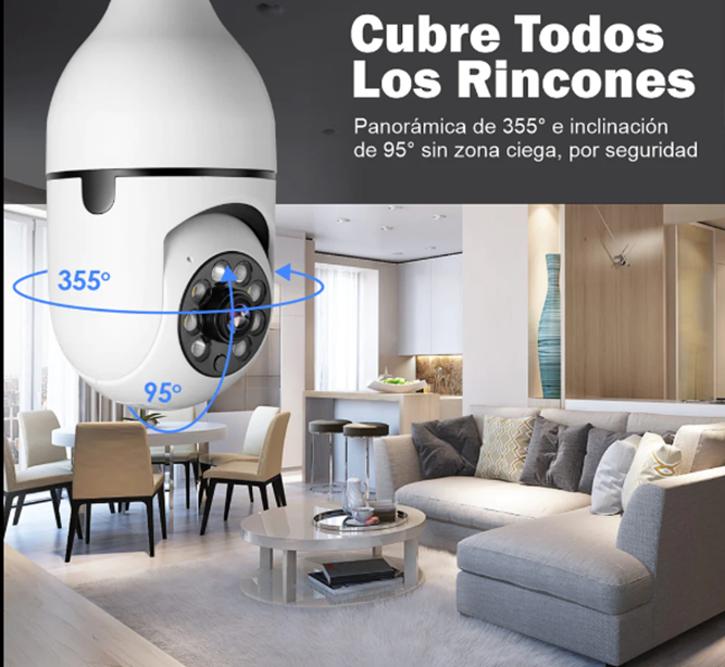 Miniatura 6 de Cámara De Seguridad IP Wifi Bombillo 360