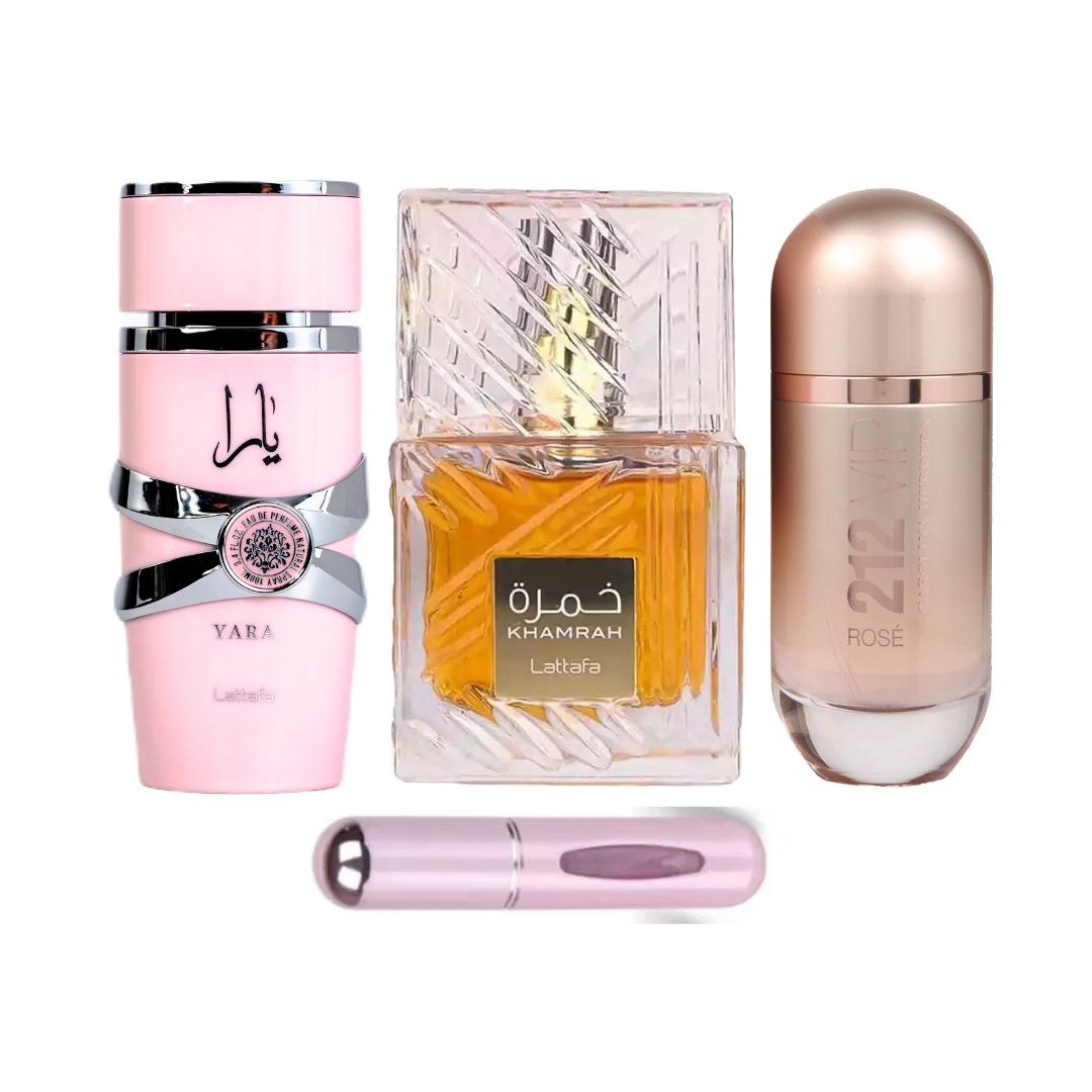 PERFUMES YARA+212ROSE+KHAMRAH+PERFUMERO