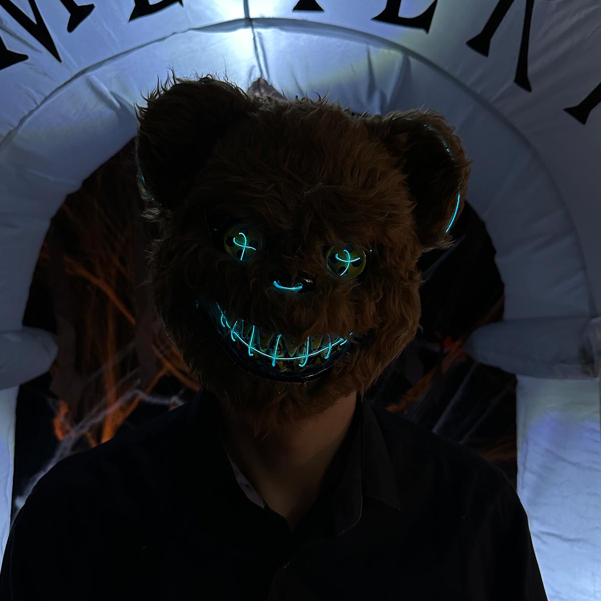 Vista 11 de Mascara Oso Macabro LED Neon OF368LED - Color: Café