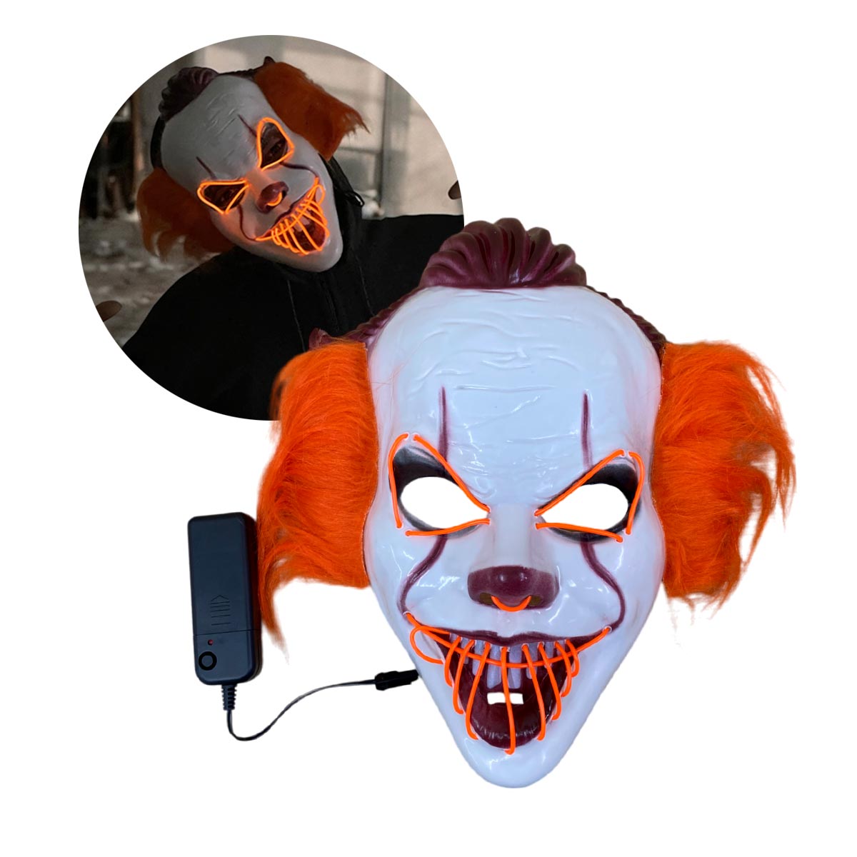 Miniatura 6 de Mascara Payaso It Led Luz Neon MSHW3LED3