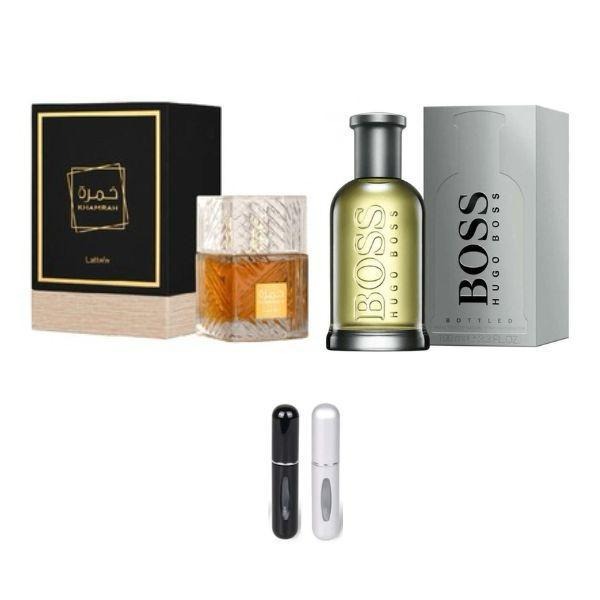 KHAMRAH COFRE+BOSSBOTTLED+2PERFUMEROS