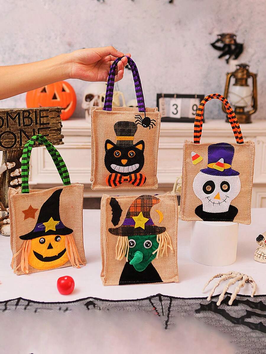 CESTA BOLSA HALLOWEEN YUTE DISEÑO