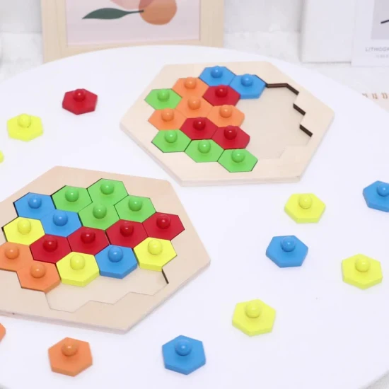 Rompecabezas exagonal madera niños