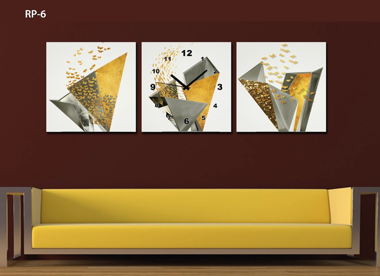 RP-6 RELOJ PARED ESTILO POLIPTICO 3 PIEZ