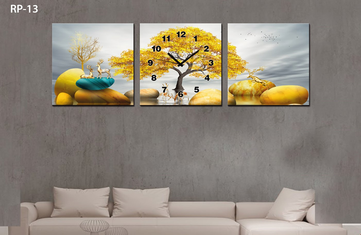 RP-13 RELOJ PARED ESTILO POLIPTICO 3 PIE