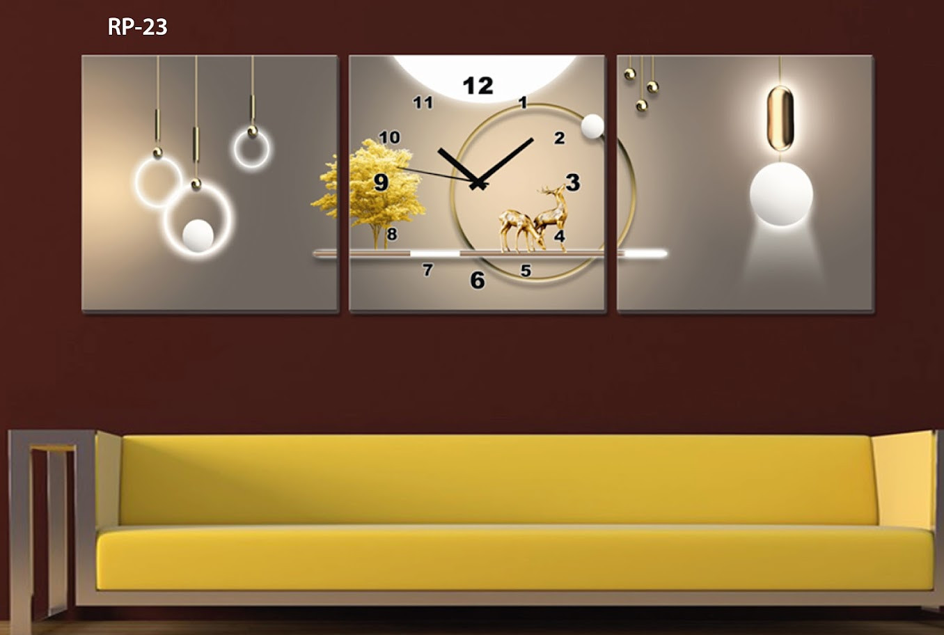 RP-23 RELOJ PARED ESTILO POLIPTICO 3 PIE