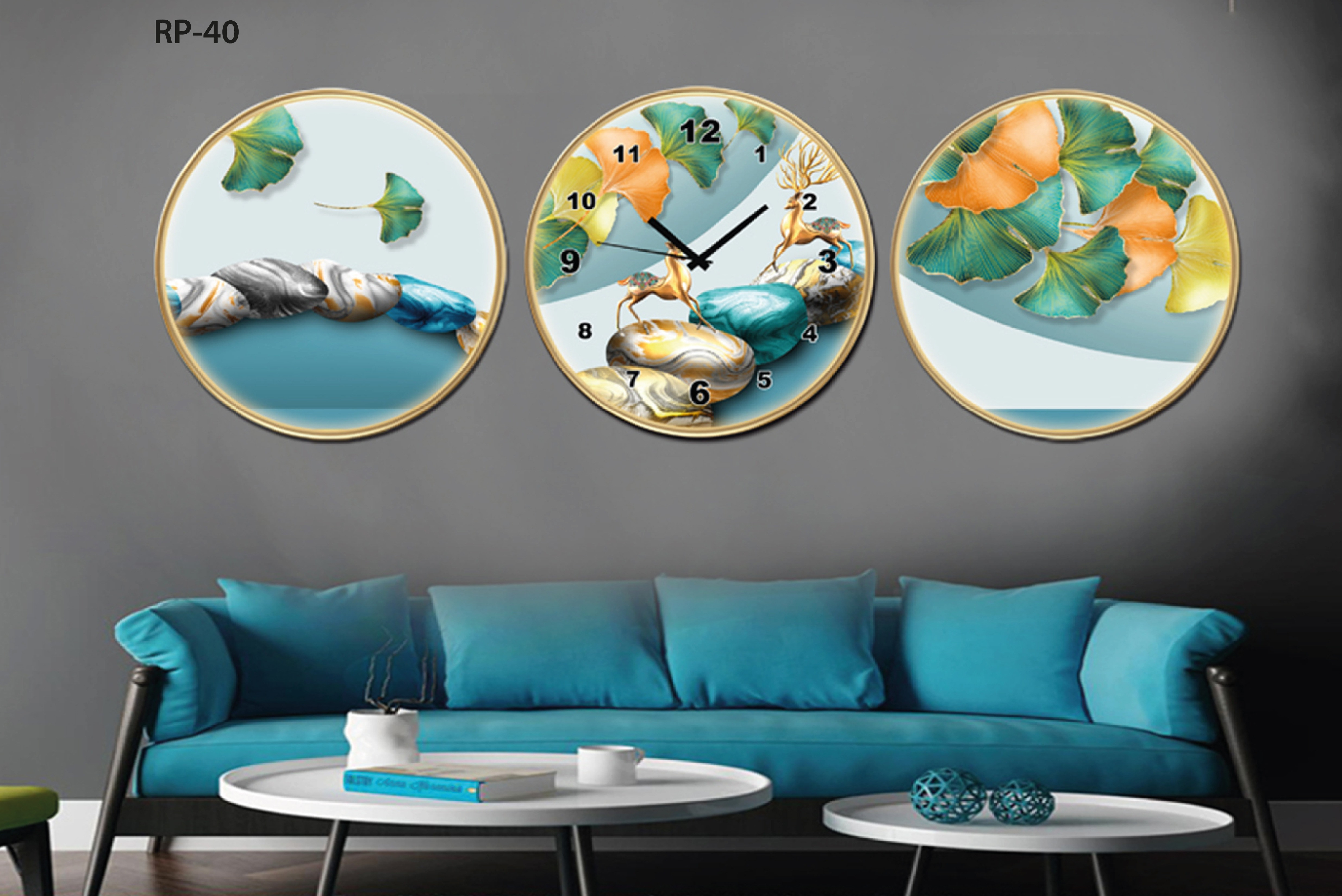 RP-40 RELOJ PARED ESTILO POLIPTICO 3 PIE